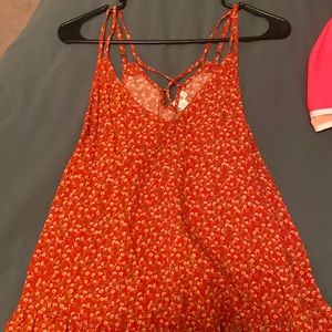 Red Floral Target Tank/Blouse Top